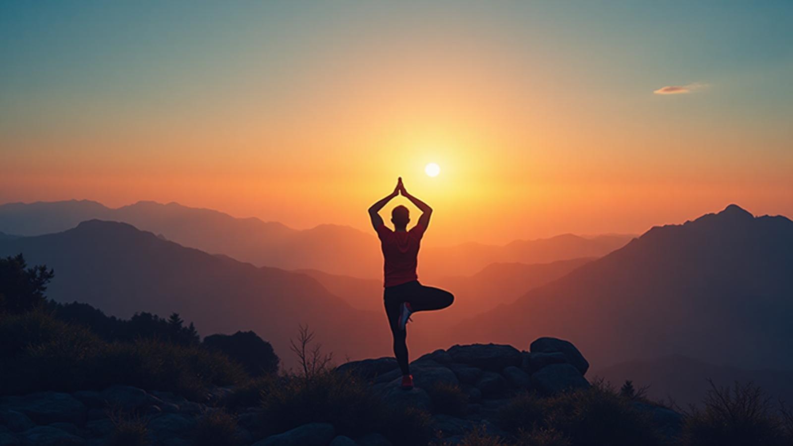 Йога на природі при сході сонця